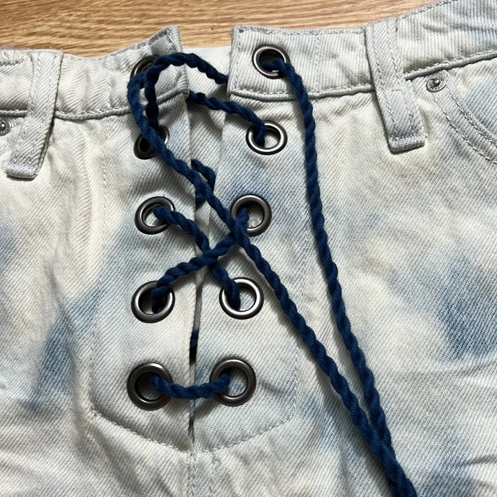 Free People Tie Front Jean denim Skirt size 26 - Picture 7 of 16